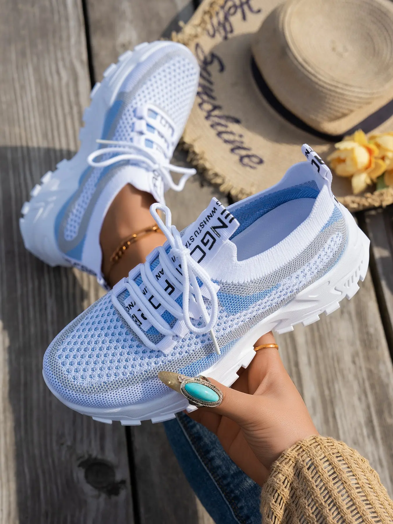 Women's Summer Breathable Mesh Dad Shoes, Round Toe Wide Fit Flatform Sneakers, Casual PVC Sole Athletic Footwear for Outdoor Activities, Breathable Lightweight Sneakers