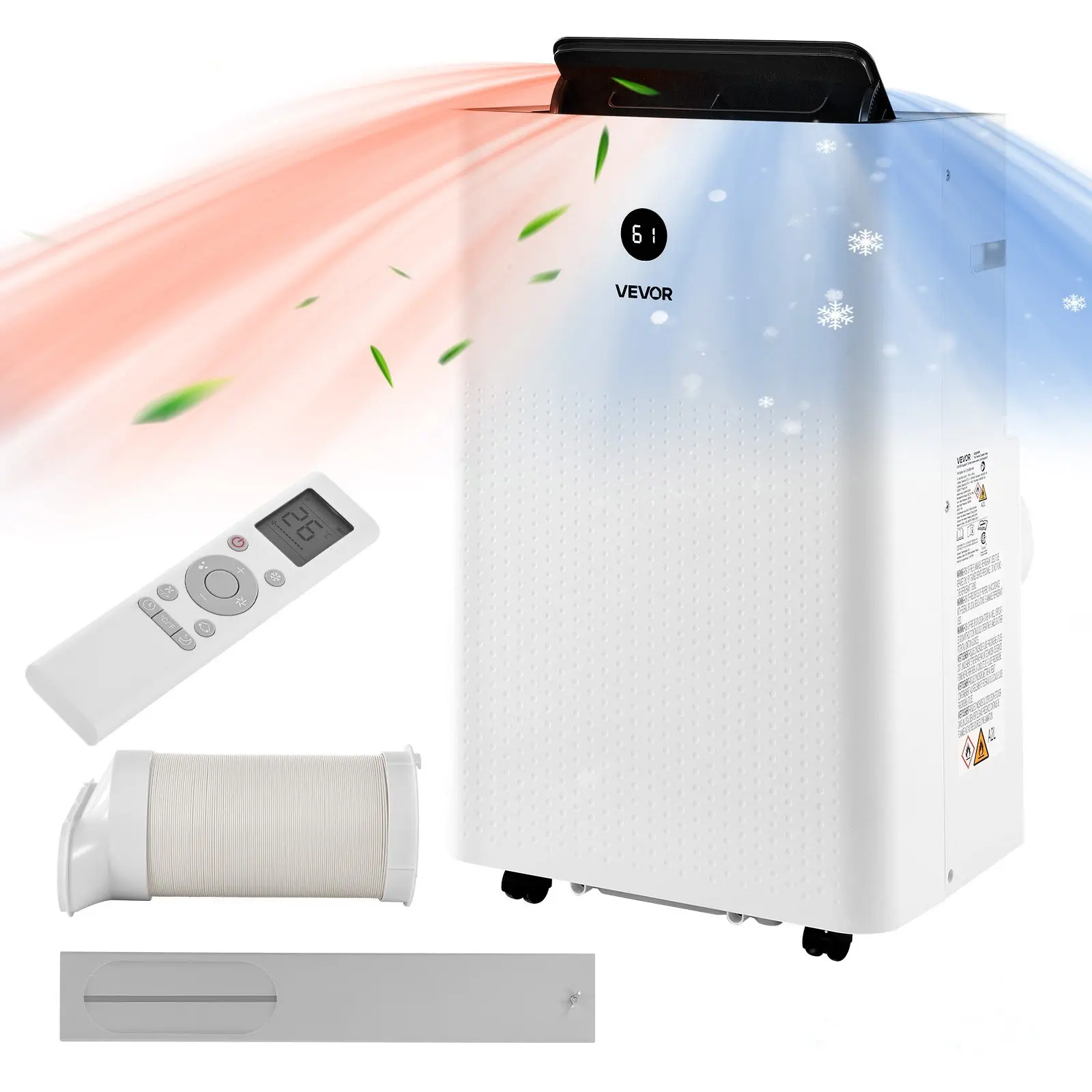 VEVOR Portable Air Conditioner and Heater Combo, 14000 BTU (9800 BTU SACC) 5-in-1 Standing Cooling Ac Unit, LED Touch Panel & Remote Control, 24h Timer, Dehumidifier/Fan/Sleep Mode for Room Indoor