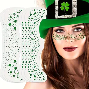 St Patrick's Day Face Tattoos, Leaf Face Stickers, Temporary Women's Tattoos, Clover Stickers, Makeup Tattoos, 6 Piece Set