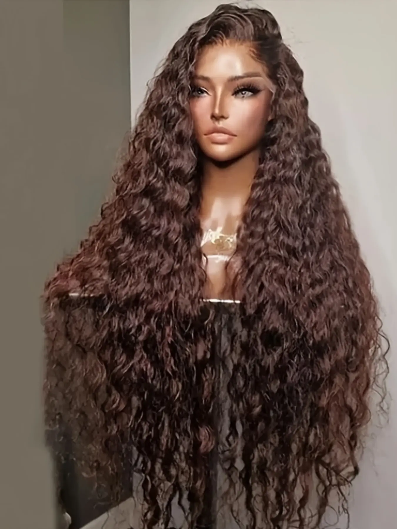 Fashionable Natural Super Soft 26-Inch 180% Density Lace Front Wig, Super Curl Pre-Plucked Daily Use Wig, 13x4x1 Size, Fluffy Curly Wig