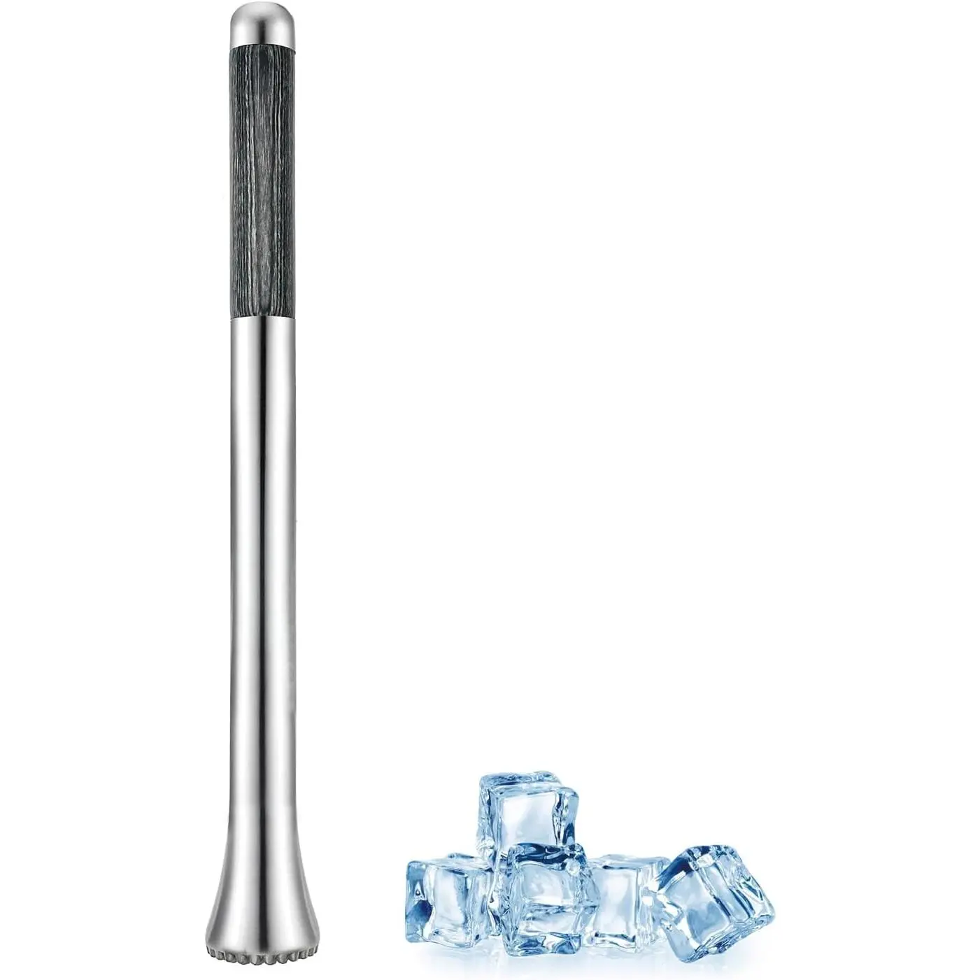 12.5in Stainless Steel Cocktail Muddler Utensils - Bartender Accessory, Lemon Smasher, Ice Crusher for Home Bar Mojitos, Fruit Drinks