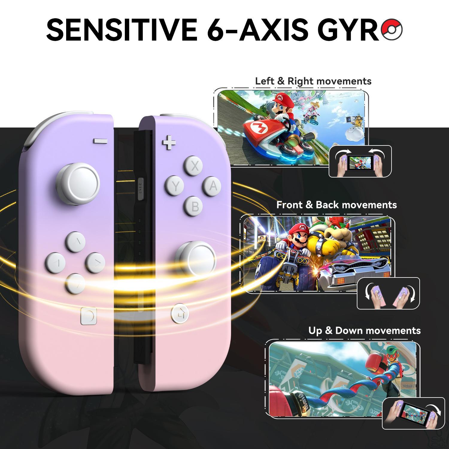 Wireless Controller, 1 Pair 6-Axis Gyro Handheld Gamepad for Switch OLED/Lite, Console Accessories