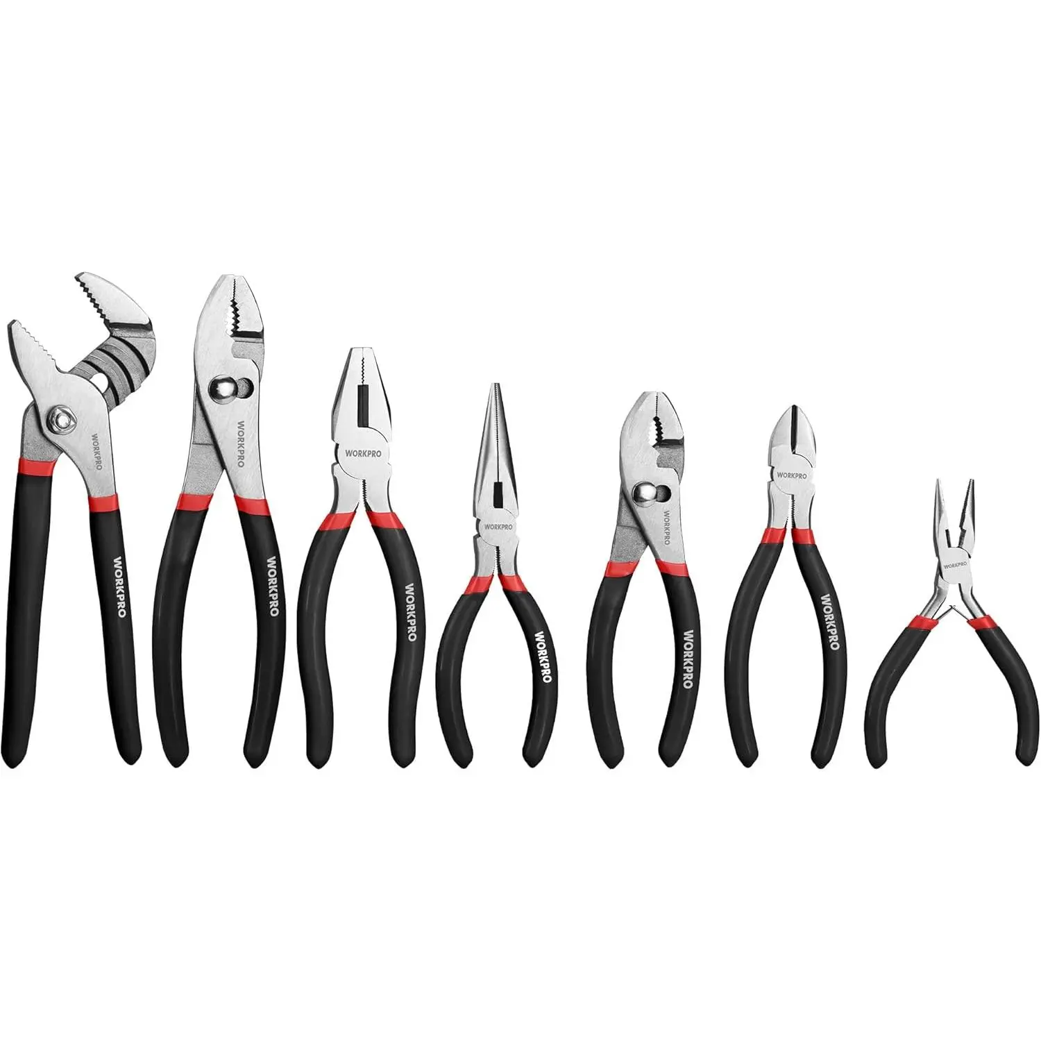 7-Piece Pliers Tool Set with Non-Slip Grip, Black Hand Pliers for Home Repair & DIY Projects