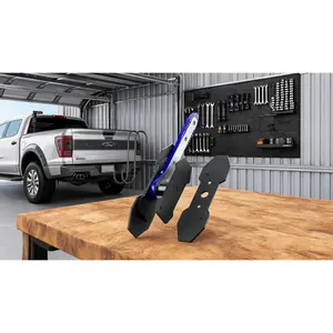 Blue Universal Brake Caliper Piston Compressor Tool with 2 Large Steel Plates & 2 Retaining Hooks, 360° Adjustable Design for Single, Twin and Quad-Piston Brake CalipersSolo Hot Shop