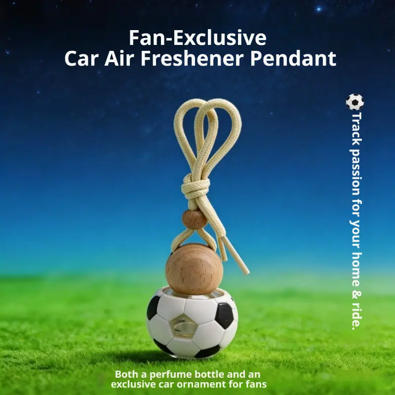 2-Pack Decorative Football-Shaped Empty Glass Diffuser Bottles, Refillable DIY Clip-On Fragrance Holder with Vent Clip & Hanging Ornaments, Sporty Interior Decor