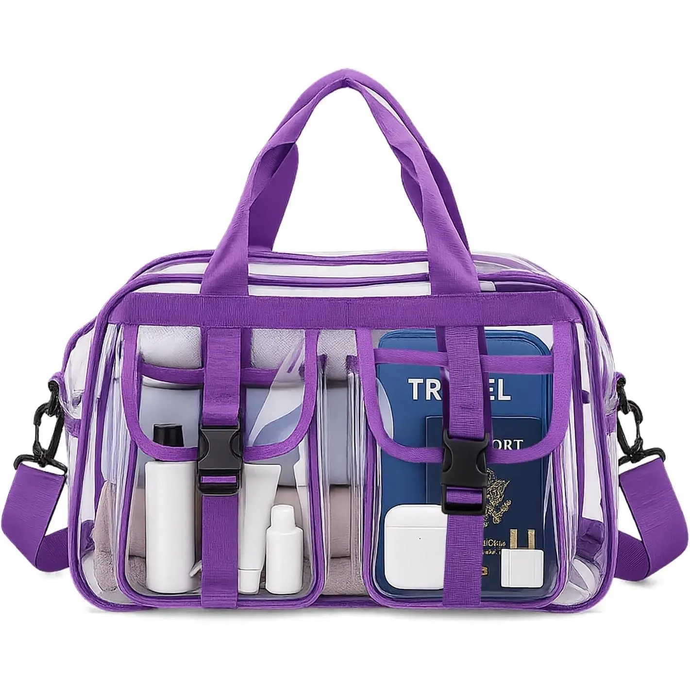 - Transparent Tote/crossbody bag ,for Women & Men, Lunch Bag,  PVC for  Events, Concerts & Work