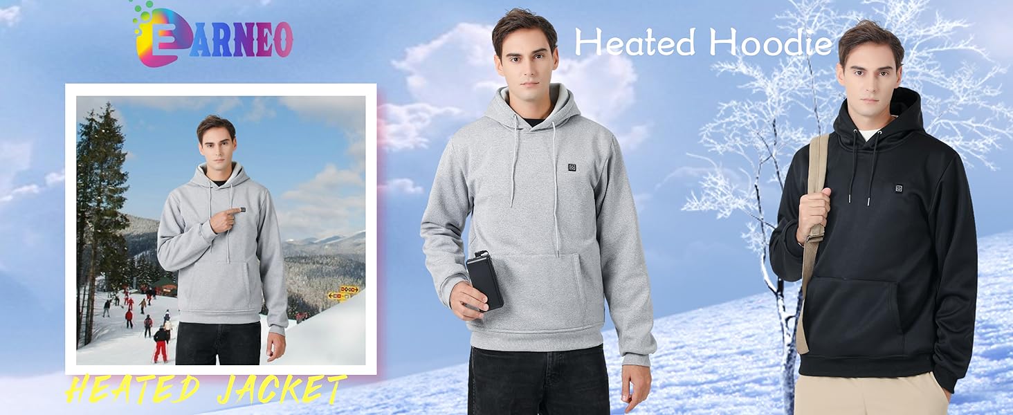 Unisex Heated Hoodie for Men Women Heated Sweatshirt Warm USB Electric Outdoor Winter Puffer Jacket with No Battery