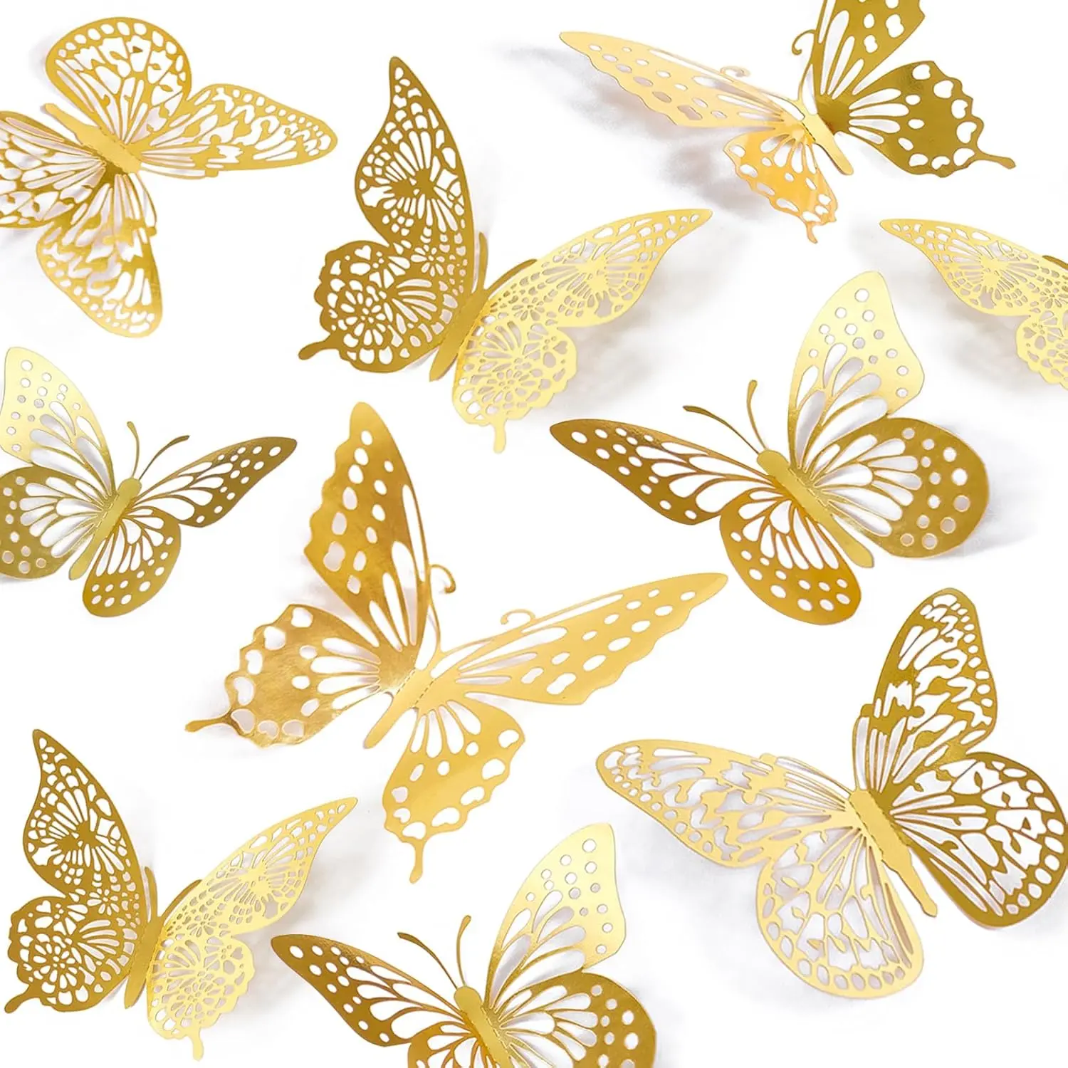 Butterfly Wall Decor - 48 count, 4 Styles, 3 Sizes,  Butterfly Decorations for Birthday & Party Celebrations, Removable Stickers