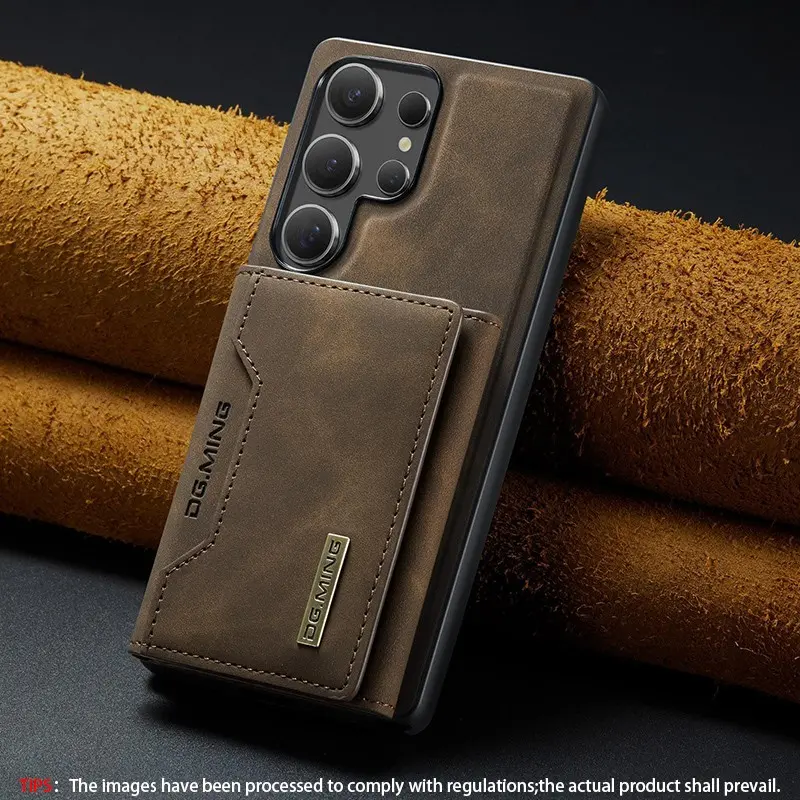 Leather Magnetic Card Holder Stand Protective Shockproof Protector Phone Case Cover Smartphone for Samsung Galaxy S26 S25 Ultra S24 Ultra S23 Ultra S22 Ultra S24 S23 S22 Plus, Business High-End Protection, Soft Tpu Cover