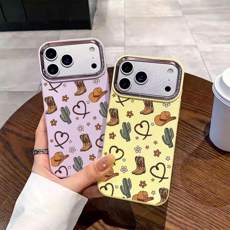 Cowboy Boot Phone Case, Western Bohemian Style, Compatible with iPhone 17/17 Pro/17 Pro Max/17 Air/iPhone 16/16 Pro/16 Plus/16 Pro Max/15/15 Pro Max/15 Pro/11/12/ 13/14 Pro Max/12 mini/13 mini/11 Pro/11 Pro Max/12 Pro/12 Pro Max/13 Pro/13 Pro Max/14 Pro/1