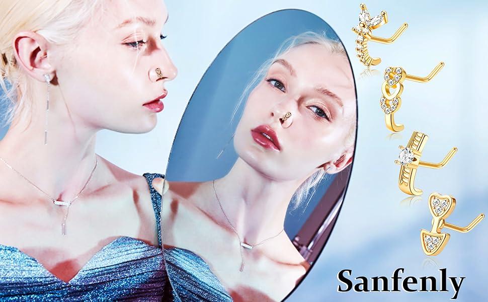 Sanfenly 8Pcs 18G Nose Ring Studs Surgical Steel CZ Heart Butterfly Flower Nose Rings L Shaped Nostrial Piercing Jewelry for Women Men Sliver Gold Rose Gold Sanfenly 8Pcs 18G Nose Ring Studs Surgical Steel CZ Heart Butterfly Flower Nose Rings L Shaped Nostrial Piercing Jewelry for Women Men Sliver Gold Rose Gold