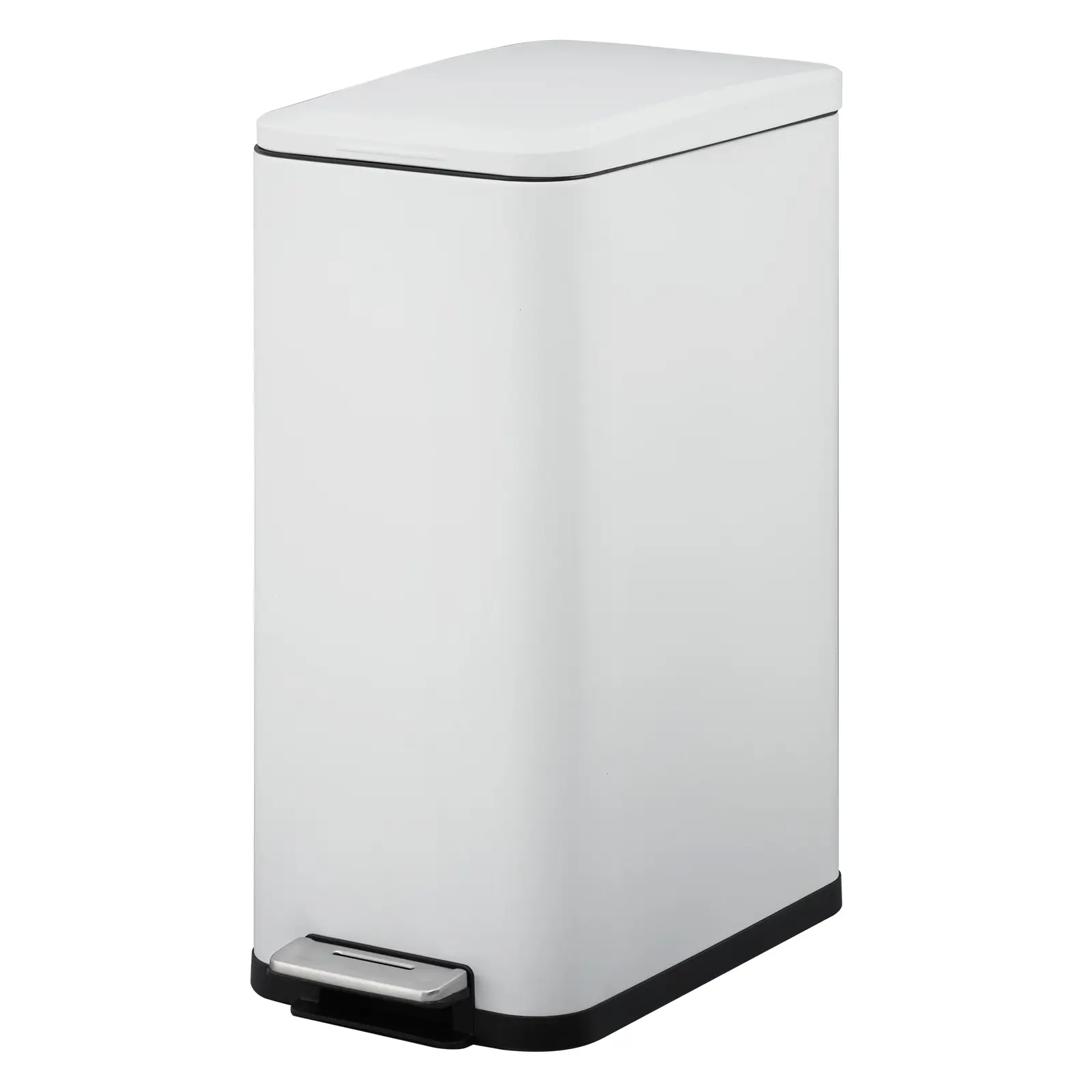 Slim Rectangular Stainless Steel Kitchen Trash Can 13.2 Gallon/50L – Step Pedal Garbage Bin – Soft-Close, Fingerprint-Resistant Lid, Removable Inner Wastebasket – Modern Design for Home, Office