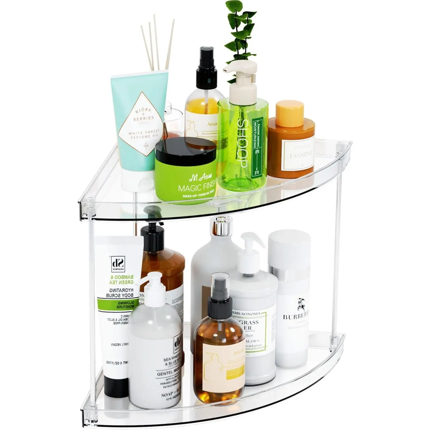 Clear Corner Bathroom Counter Organizer,2Tier Tiered Countertop Corner Shelf for Perfume,Beauty Products,Makeup Organizer,Skincare Organizers,Vanity Storage Tray for Bedroom,Bathroom Sink Shelf,Instant