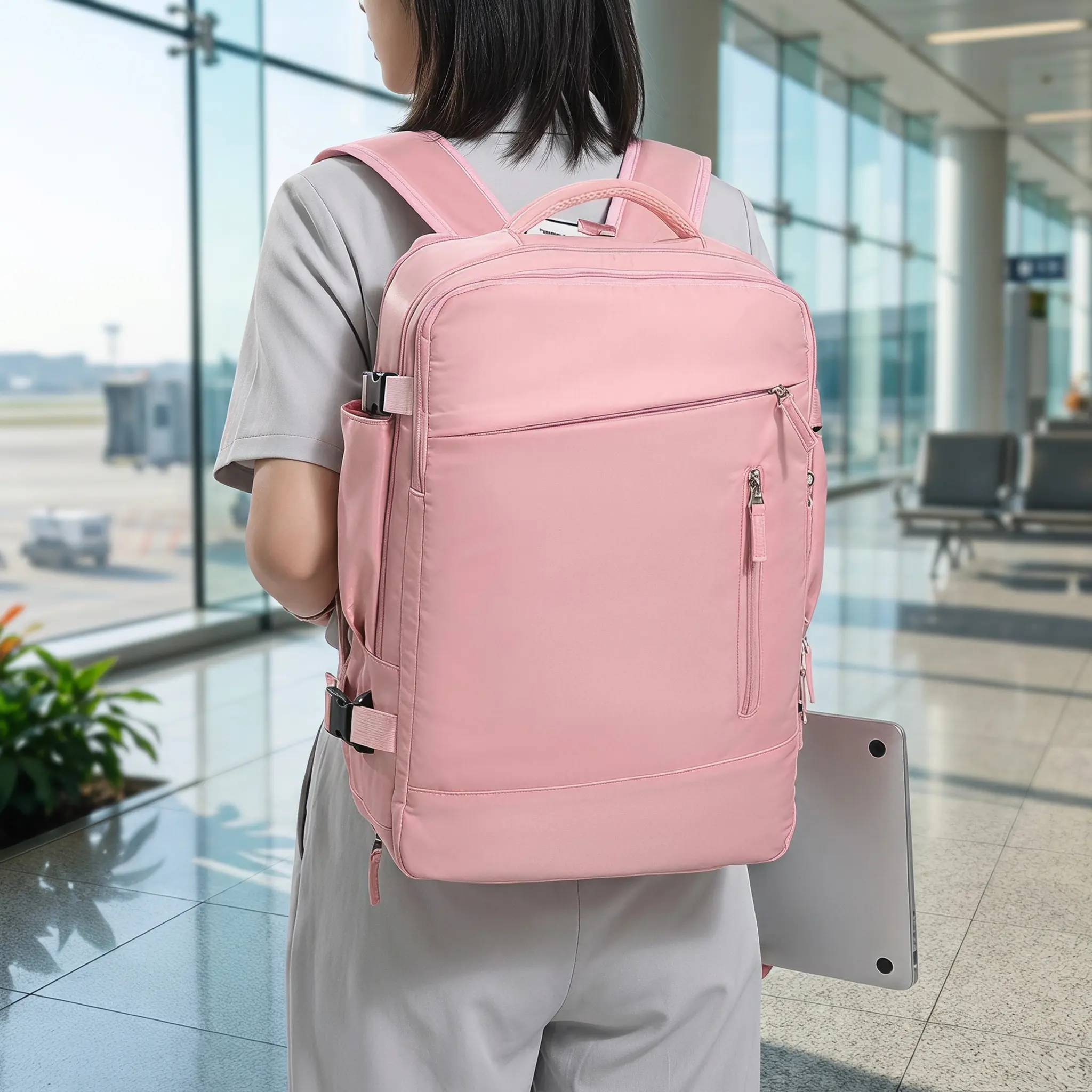 Lightweight Travel Backpack For Women 16 Inch Laptop Oxford Fabric Waterproof USB Port Separate Shoe Compartment Wet Dry Separation Breathable 20 35L Unisex