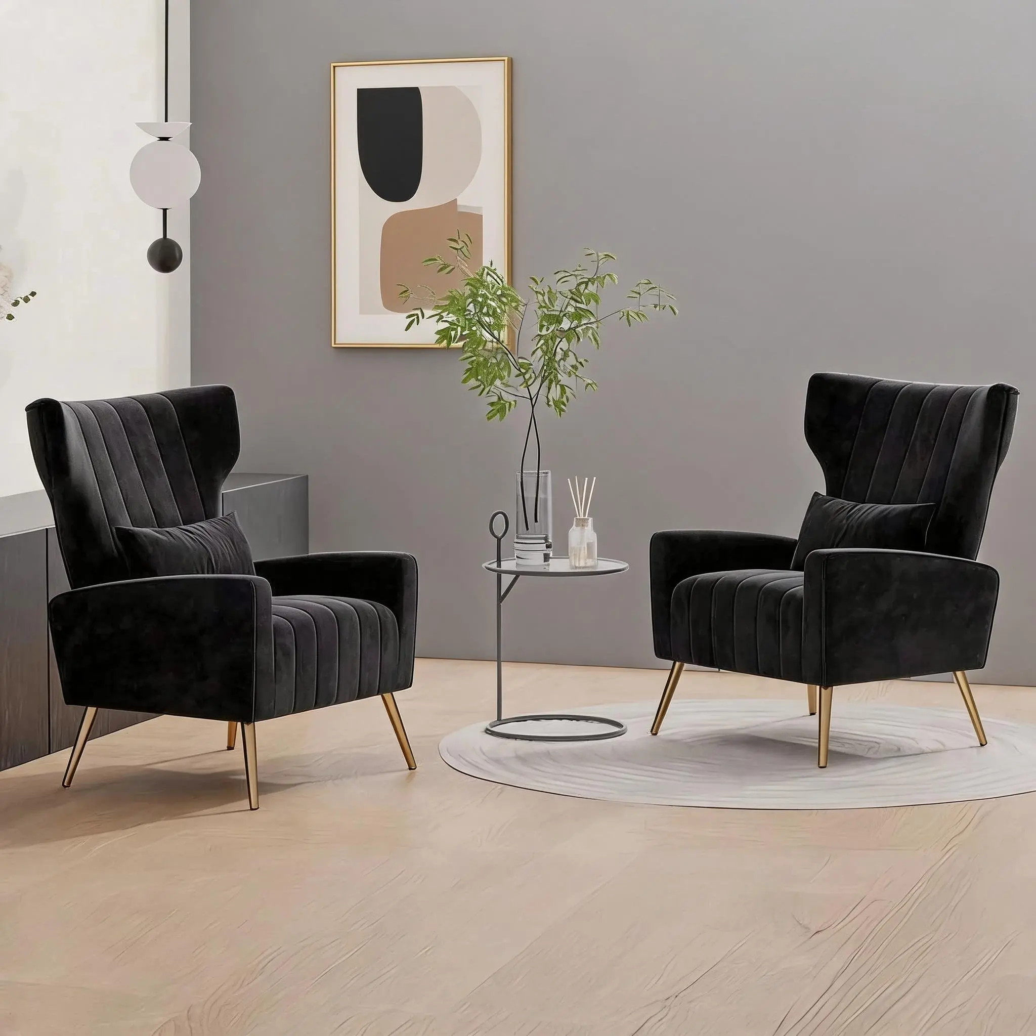 Modern Minimal Soft Velvet Queen Anne Back Single Accent Chair - FSC Wood, 25mm Metal Frame Armchair with Built-In Spring Cushion, 300Lbs Capacity Ergonomic High Back for Living Room, Bedroom, Spot Clean Compatible with Floor/Carpet