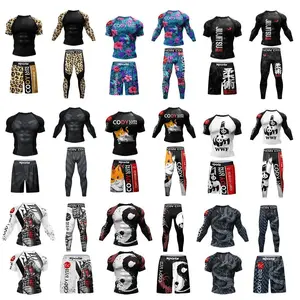 Cody Lundin Men Sportsuit For MMA Jiu jitsu gi Rashguard Fight Shorts Compression Set Tear Resistance bjj Fitness Tracksuit