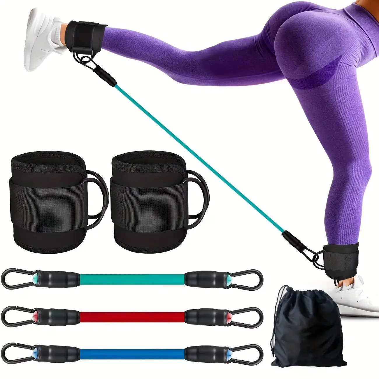 Ankle Straps for Fitness Training, Pair of Foot Straps for Cable Machines, Yoga & Pilates Equipment Accessories, Exercise Gear, Strength Training Support