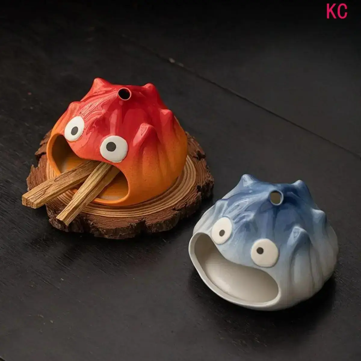 Cute Cartoon Ceramic Incense Burner With Flame Fireplace Shape, Multi Scent Compatible Aromatherapy Holder For Indoor Home Decor Use
