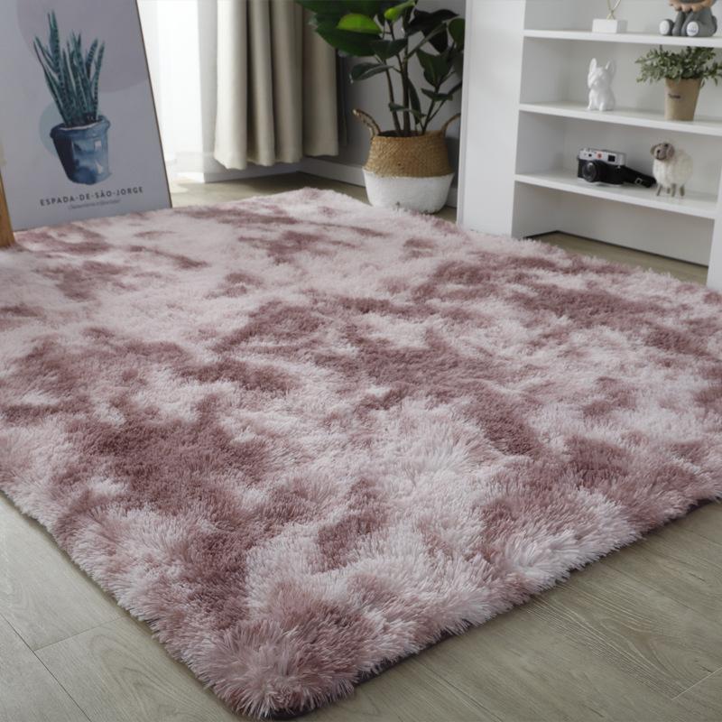 Washable Long Plush Tie-Dye Gradient Home Rug for Living Room, Bedroom, Sofa Side, Bedside and Bay Window