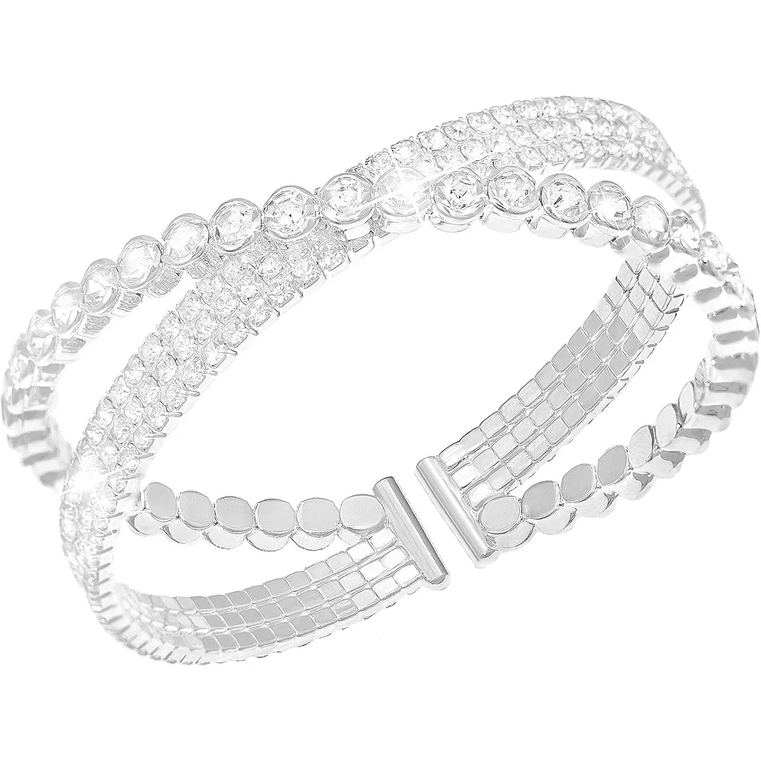 Rhinestone Bracelet for Women  Multilayer Cuff Bracelet  Bridal Bracelets