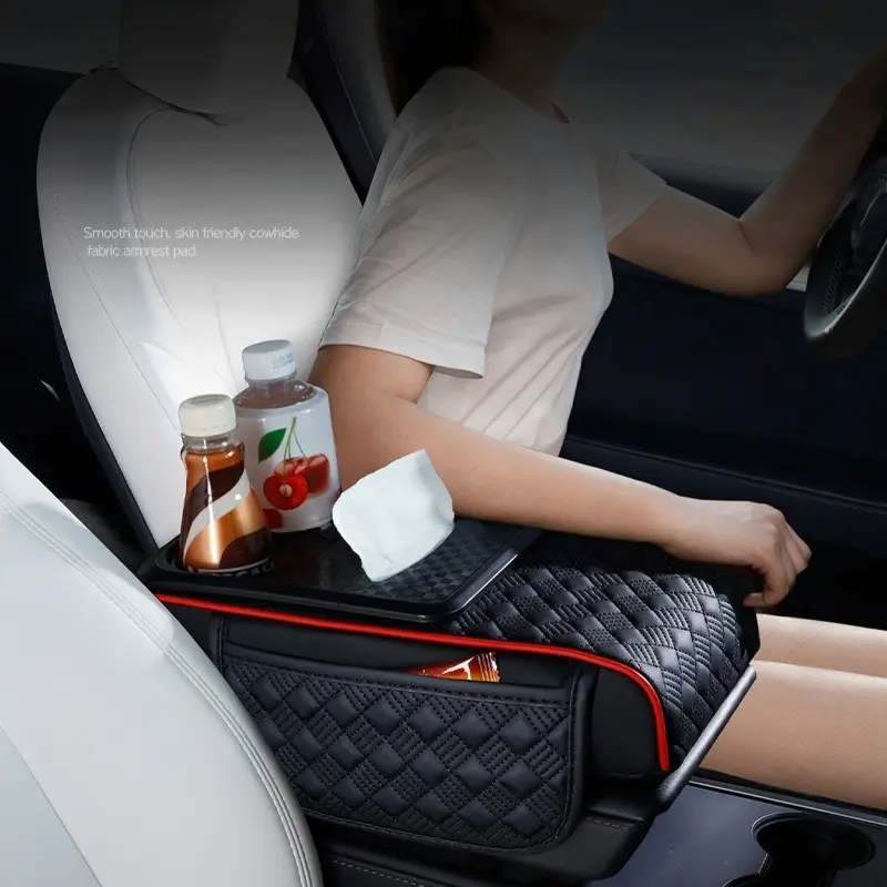 Best Selling Portable Car Console Tissue Box - Armrest Storage Pad with 2 Cup Holders & Non-Slip Side Pocket