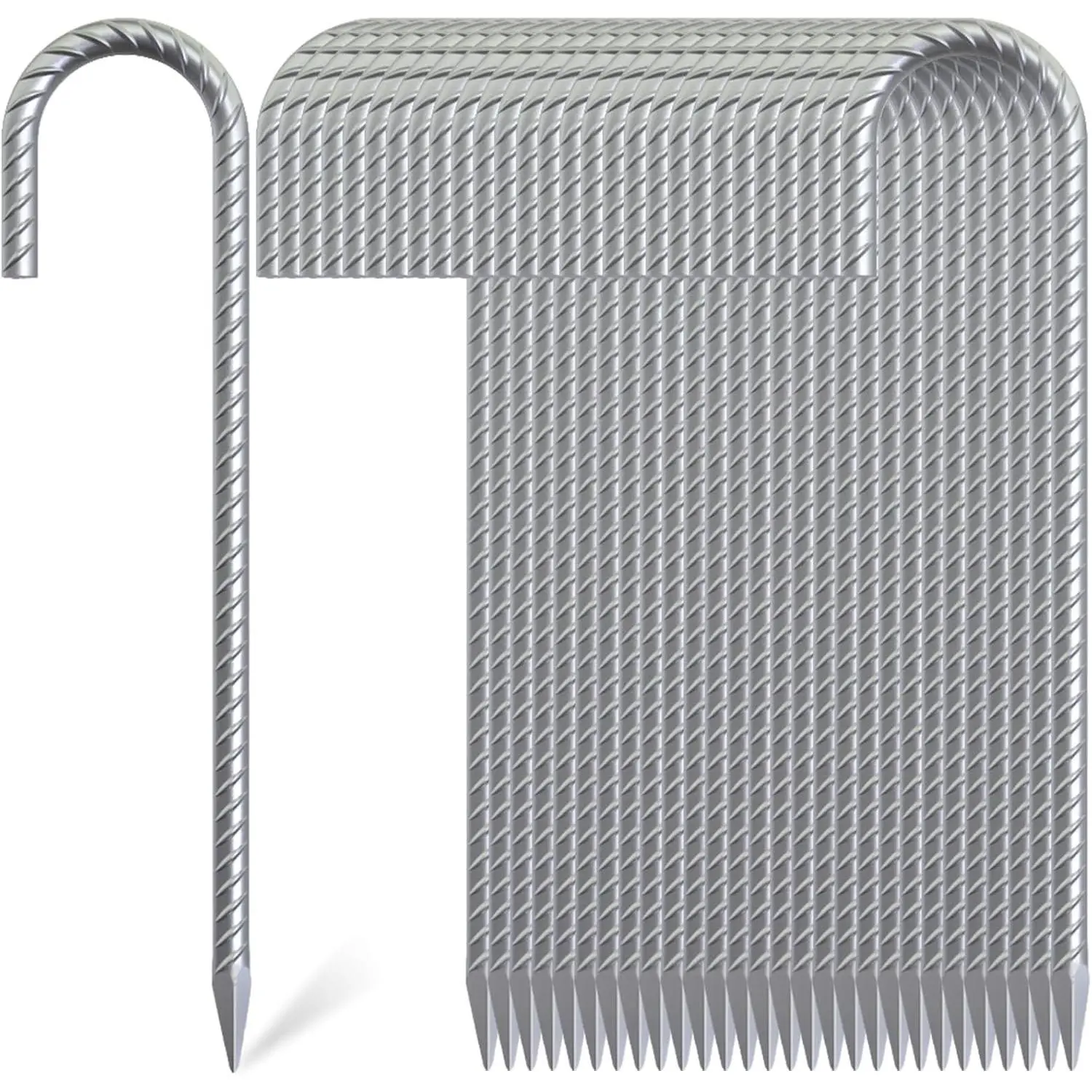 12 Inch J Hook Rebar Stakes 30 Pack, Heavy Duty Galvanized Steel Ground Stakes, Metal Tent Chain Link Fence Stakes for Inflatables, Yard Decorations, Camping and Garden