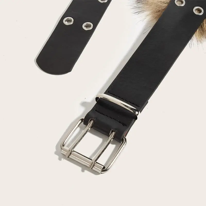 Luxury Designer fake Furry Y2k Belt Subculture Autumn Winter Retro Plush Waist Chain Imitation Fur Waist Seal Hot Girl Sexy Belt