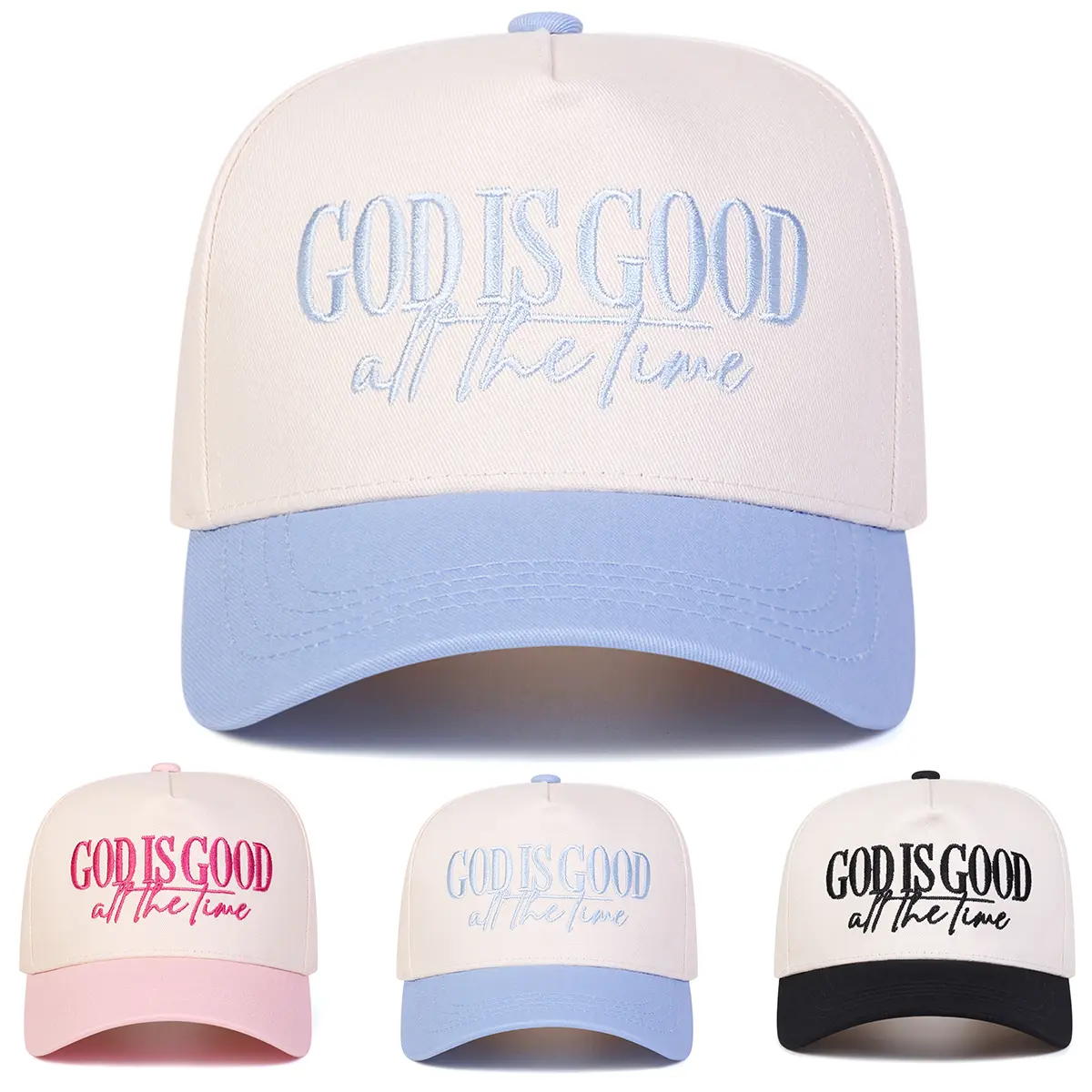 Unisex GOD IS GOOD ALL THE TIME Letter Embroidered Baseball Cap Outdoor Adjustable Sunscreen Leisure Hat Spring Autumn Travel Tourism Beach Vacation