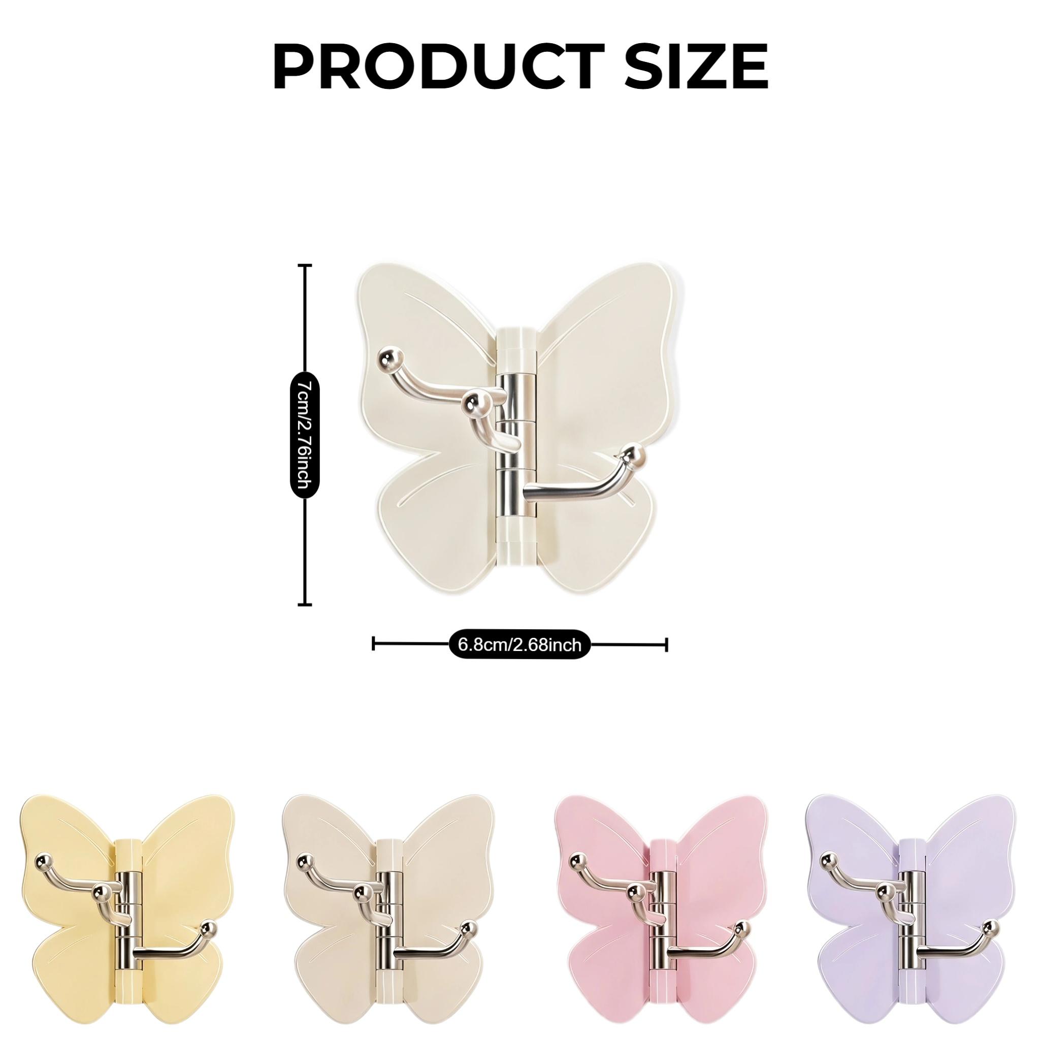 【DealsForYouDays】4-Pack Punch-Free Butterfly Rotatable Corner Hooks, Multi-Angle Fit 90°/180°/270° Walls, 3 Swivel Hanging Rods Self Adhesive Wall Hook for Towels Hats Keys Hair Accessories-YY