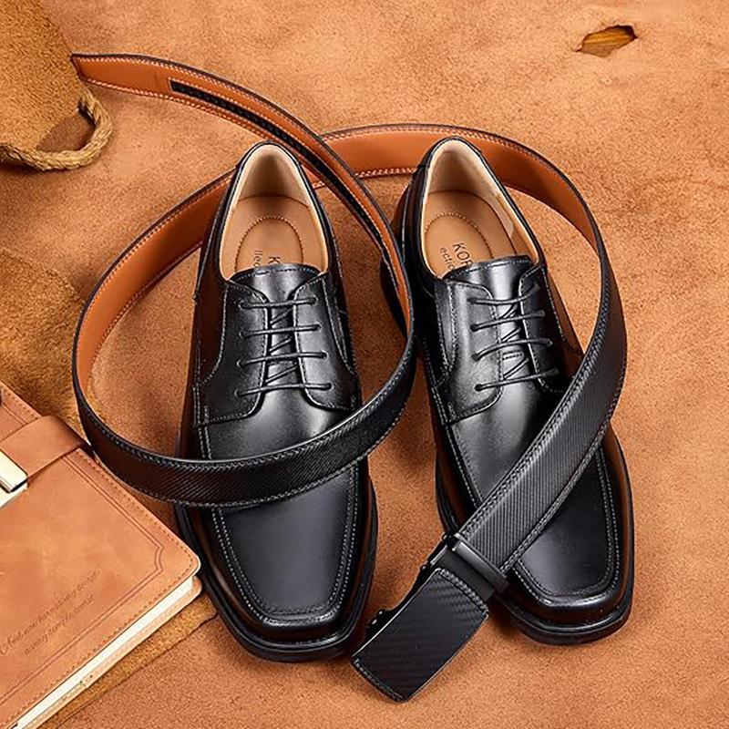 KZZ Mens Belt Leather Ratchet Easy Release Belt Dress and Casual Adjustable Belts for Men's Wear Gift Fathers Gift christmas gifts for him Tailored Fit Anniversaries SpringStatements