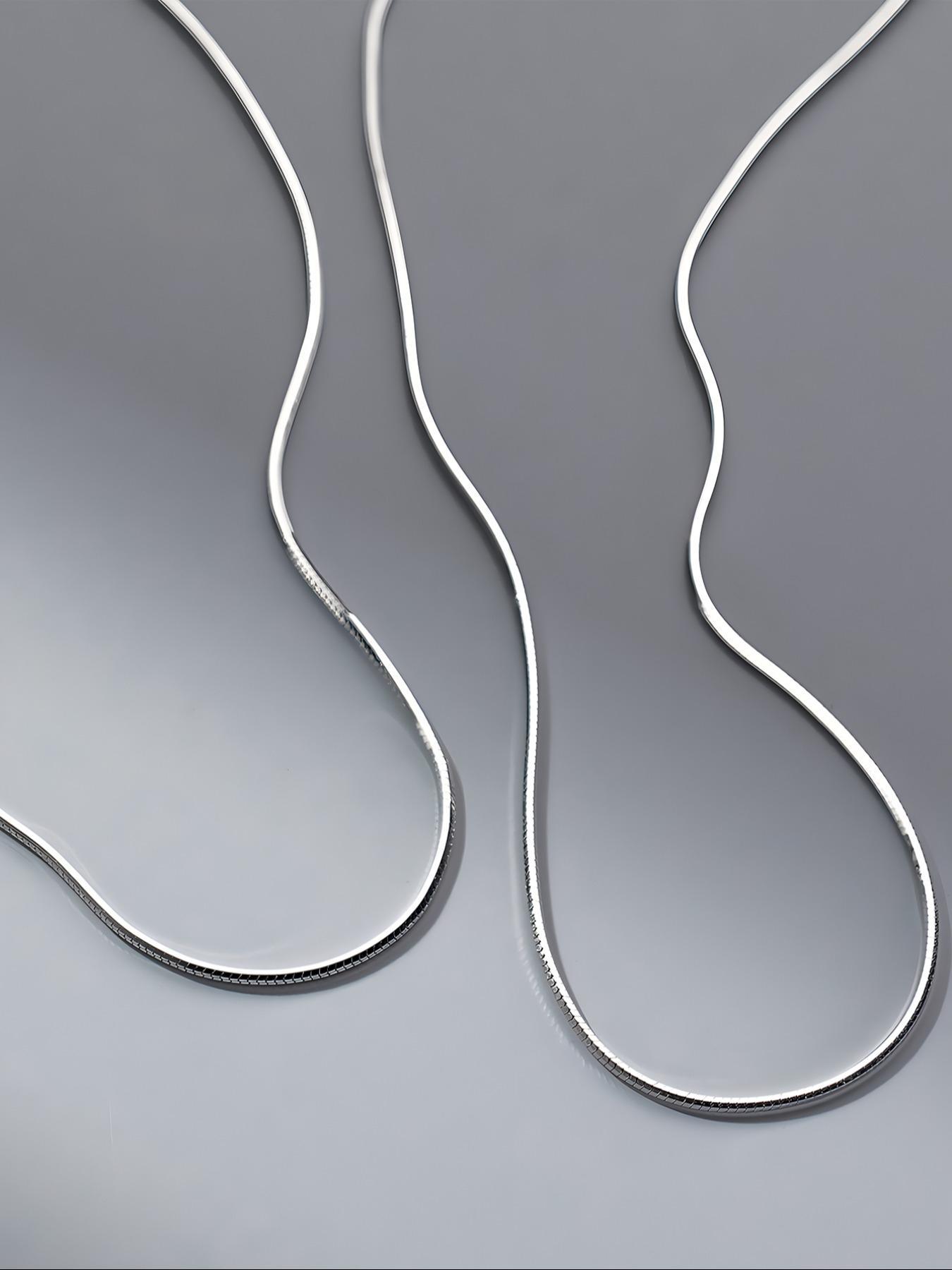 925 Sterling Silver Minimalist Chain Necklace for Women, Necklaces for Women, Elegant Necklace, Gifts for Girlfriend, 1 Count Hip Hop Style Chic Minimalism Versatile Jewelry for Parties and Music Festivals, Dainty Gift for Your Love