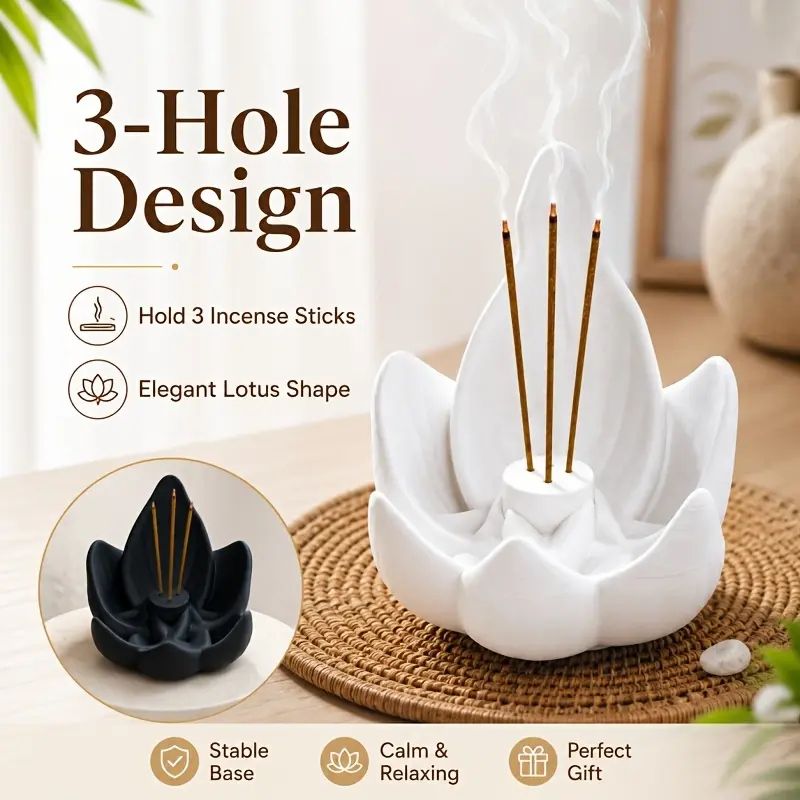 Creative Lotus Shaped Aromatherapy Stove, Home Fragrance Decoration, Room Scent, Helps Regulate Emotions, Purify The Air, Assist Sleep, Meditation, and Relaxation. Essential Fragrance Tools for Yoga and Meditation Enthusiasts
