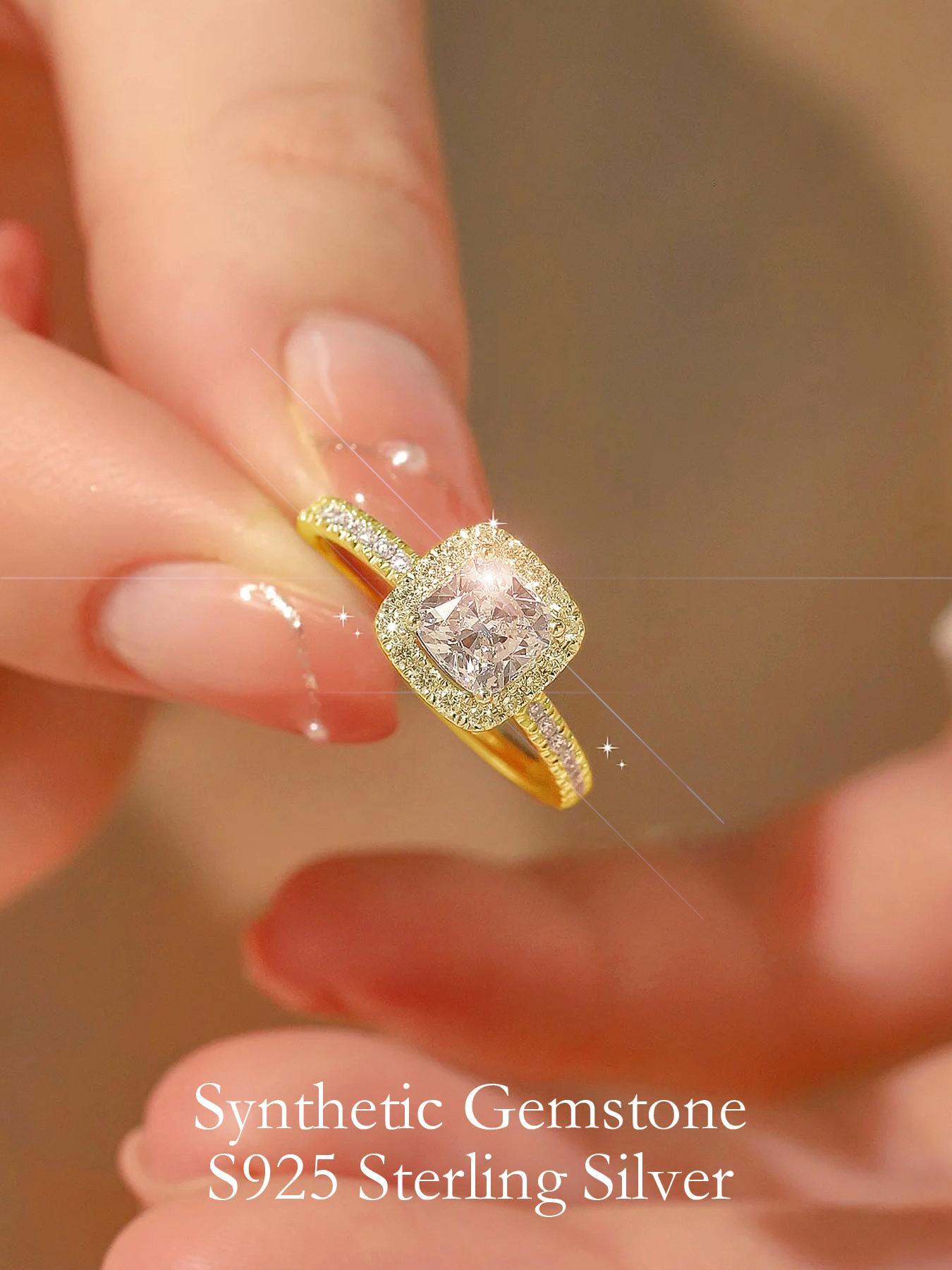 Square Engagement Ring, Elegant and Exquisite Gift Jewelry, Perfect for Women's Weddings, Parties, Birthdays, Daily Wear at Work