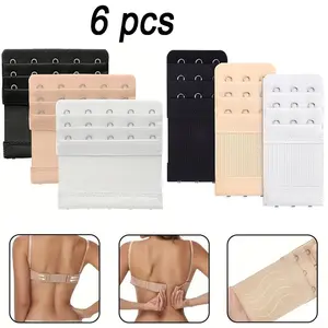 6pcs Elastic Bra Hooks, Adjustable Fit Back Bra Extender Clips, 3/5 Hook Design, Versatile Underwear Accessories, Comfortable & Durable