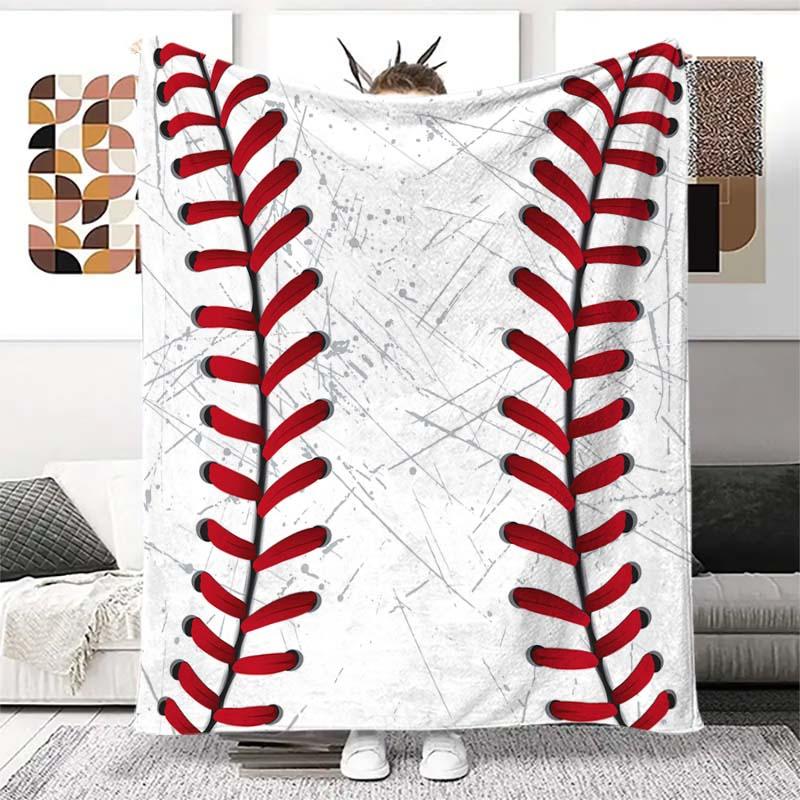 Baseball Pattern Blanket, Soft Throw Blanket, Fluffy Blanket, Air-conditioned Room Blanket, Warm Nap Blanket for Home & Office, Bedroom Accessories