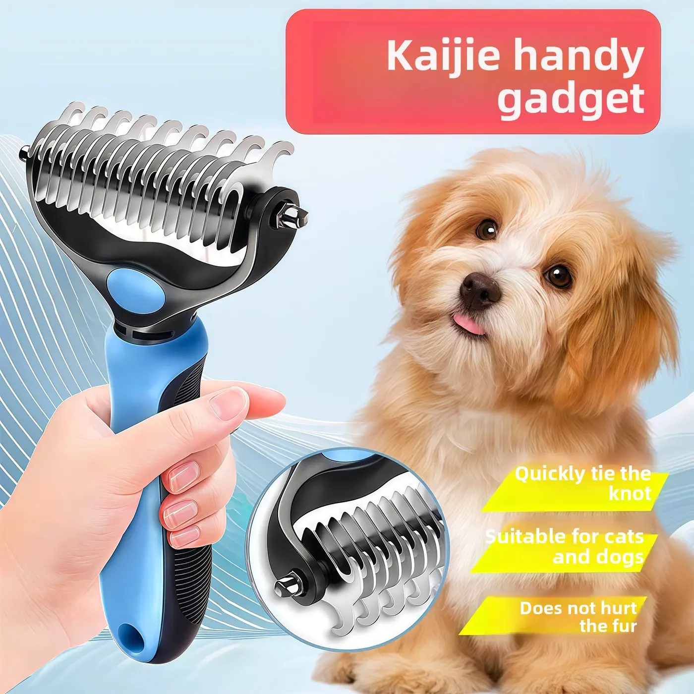 Dog Knot Remover Comb Professional Pet Grooming Brush for Dogs Cats with Undercoat Rake to Remove Loose Fur Thin Hair Shedding Trimmer Deshedding Tool