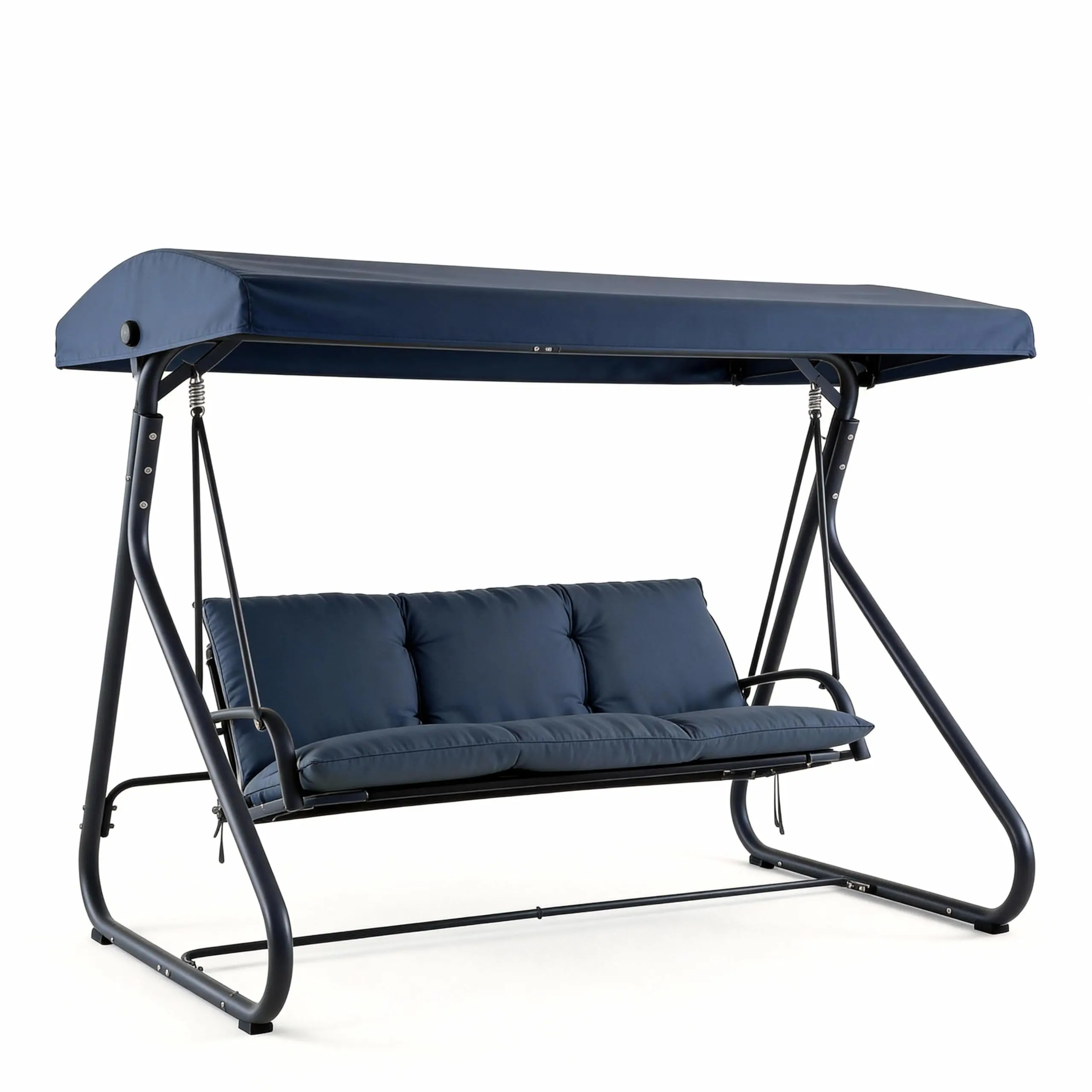 3-Seat Convertible Patio Swing Glider, 2-in-1 Design Converts from Bench to Flat Bed, Holds up to 750 LBS, Adjustable Canopy, Removable Cushions & Heavy-Duty Metal Frame for Patio, Backyard, Porch and Garden
