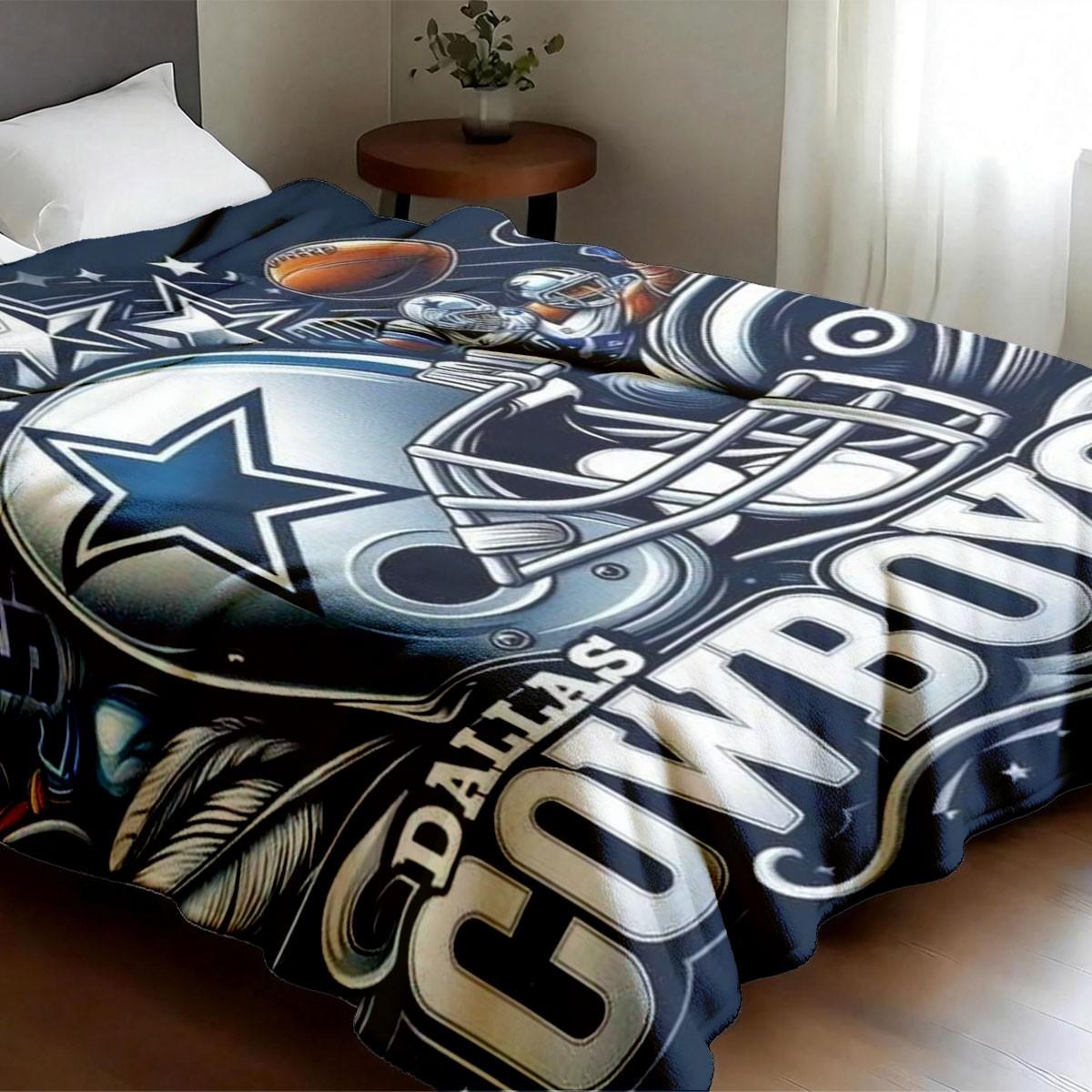 Dallas Cowboys American Football Flannel Blanket, Soft Lightweight Warm, Bedroom Holiday Decor, Bed Sofa Office Camping Travel Gift