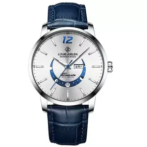 Ora Jewel Men’s Quartz Watch - Moon Phase Decor Dial, Day & Date Dual Display, Leather/Stainless Steel Strap for Business & Casual Dress Occasions