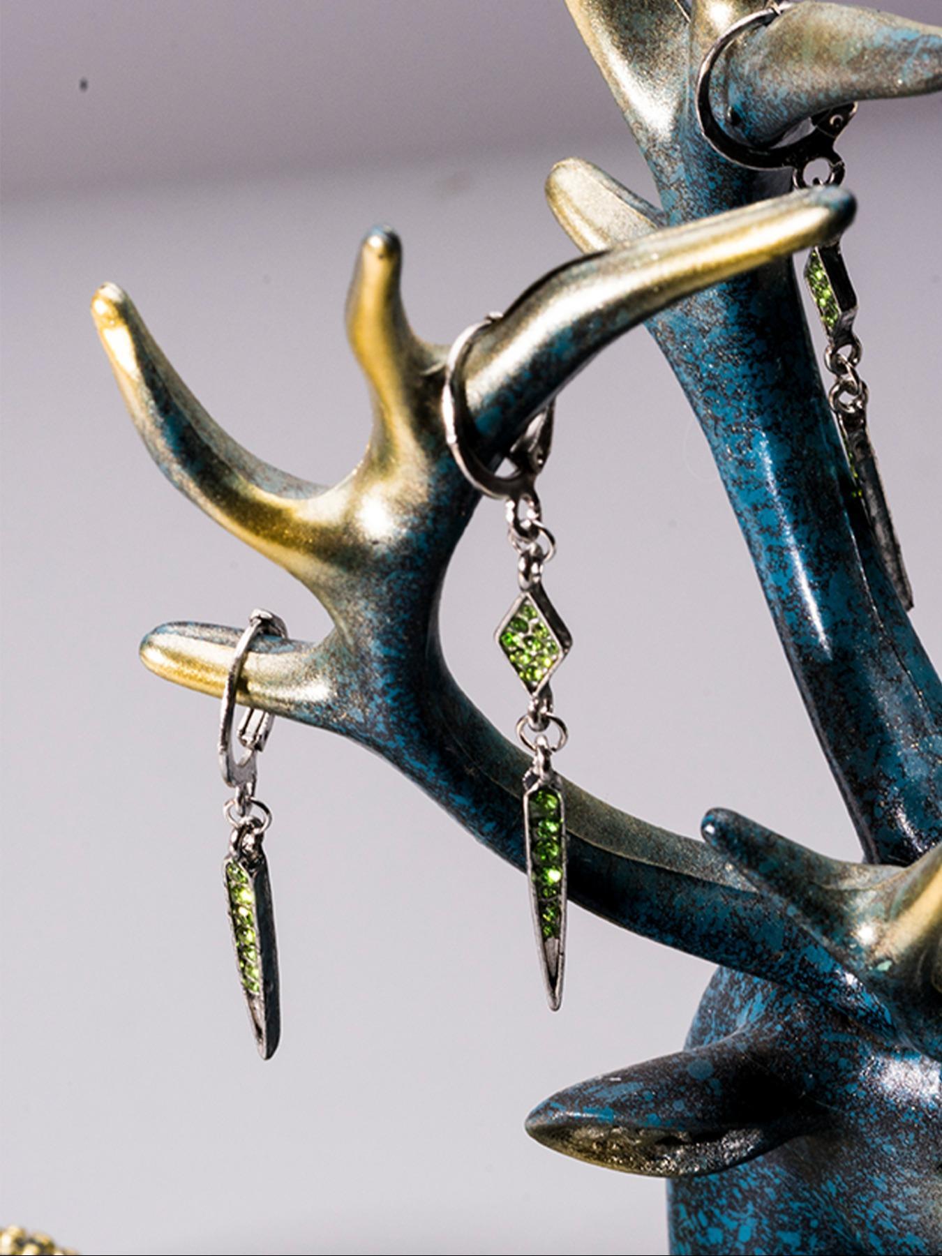 Vintage Punk Style Rhinestone & Chain Decor Earring Stacking Set, High Quality Earrings, Fashion Jewelry for Party, Daily Clothing Decor, Trendy All-match & Exquisite Jewelry for Birthday Gift, Dangle Earrings Set