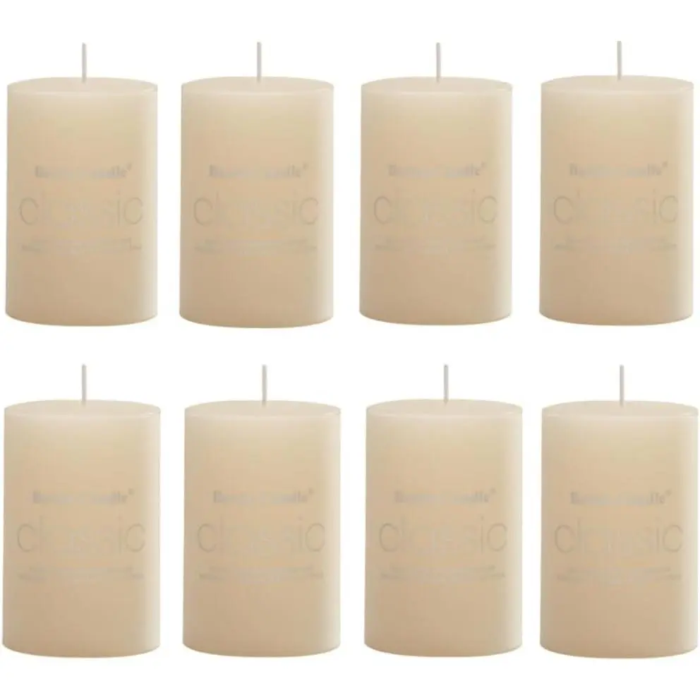 8 Pack 2x2 Inch Hand Poured Ivory White Dripless Pillar Candles, Soy Jasmine Scented, Non-Toxic Smokeless Long Burning, Home Decor Dining Party Romantic Mood Lighting.