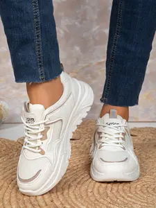 Lace-up Platform Dad Shoes, Daily Commute Casual Low-top Sneakers, Versatile Height Increasing Women Footwear for Outdoor Walking