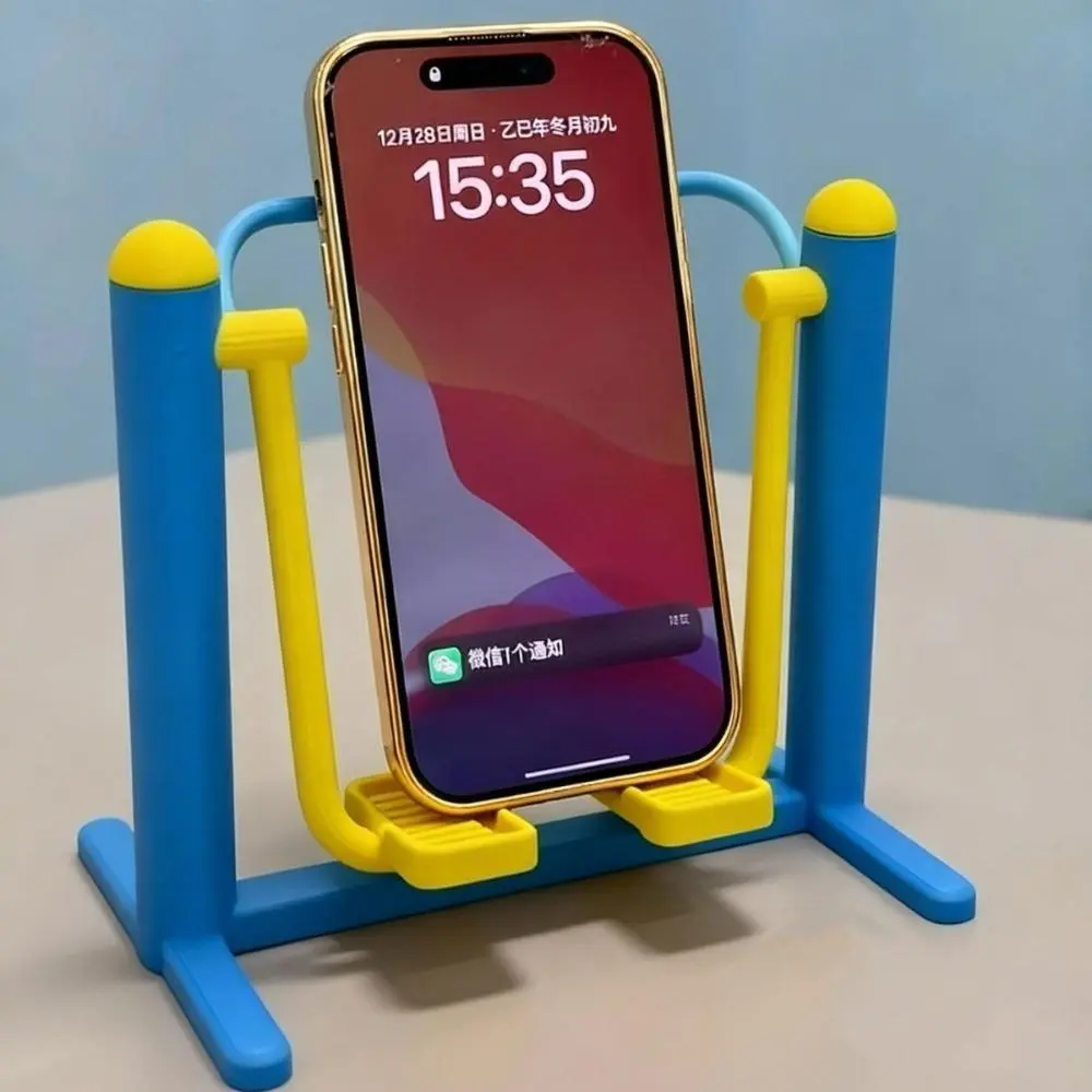DIY Assembled Mini Fitness Equipment Shaped Phone Stand, Cute Creative Lazy Binge-Watching Holder, Detachable Assembly Desk Ornament, Universal Stable Cellphone Cradle for Home & Office