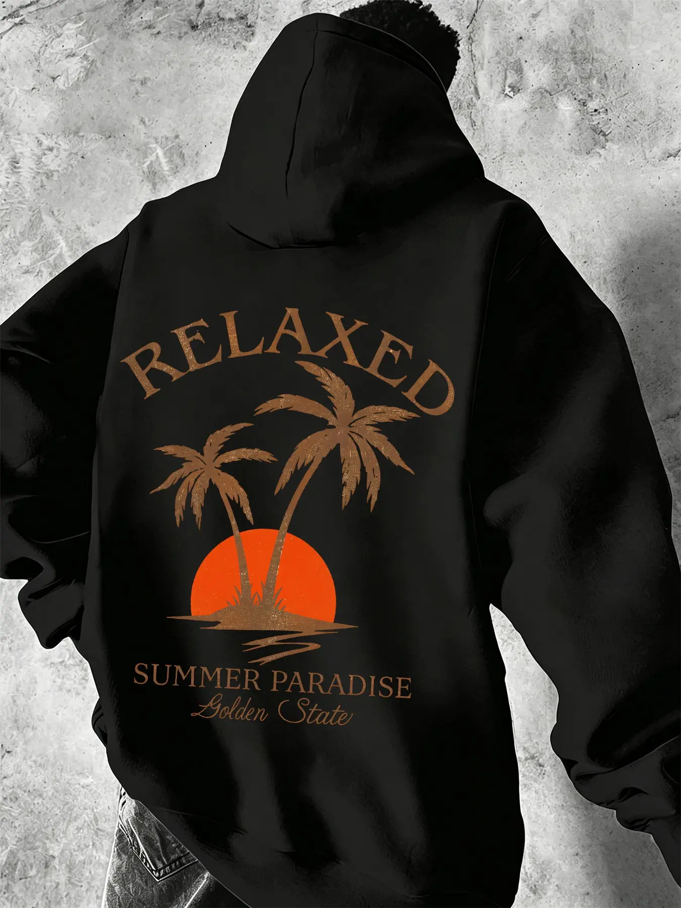 Mcd Oversized Fleece Pullover Hoodie Unisex, Vintage Grainy Print, Retro California Streetwear, Casual Hip Hop for Daily Wear