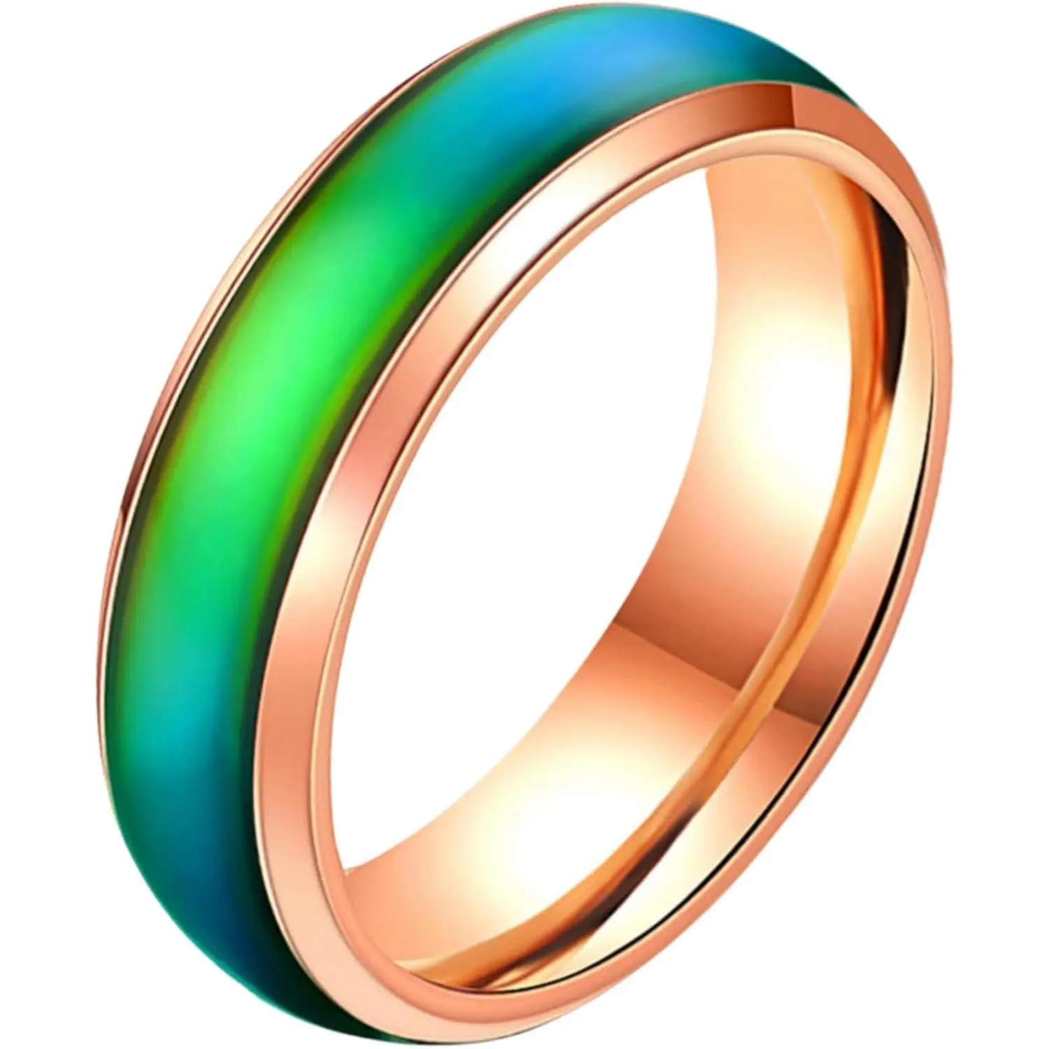 6mm Stainess Steel Band Temprature  Color Changing Mood Rings for Men Women, His Her Black Rose  Plated Anniversary Wedding Birthday Band Rings Y1854