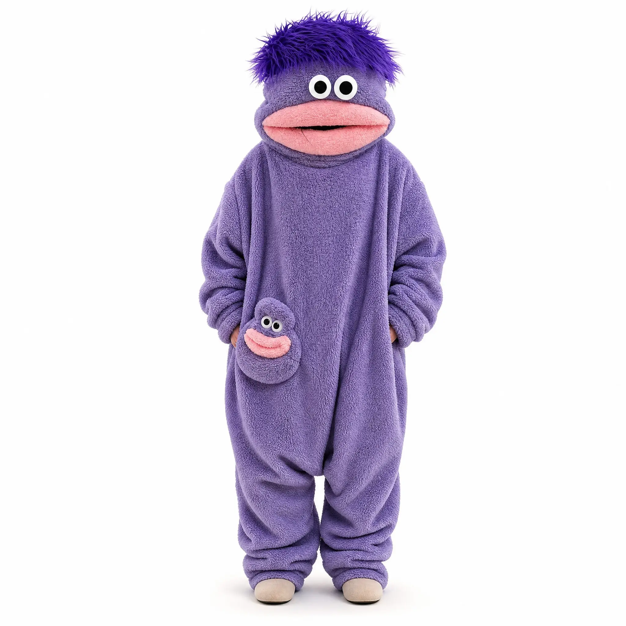 2026 Couple Matching Monster Onesie Pajamas, Interactive Movable Mouth Fluffy Baggy Long-Sleeve Fleece Loungewear, Oversized All-Season Outfit for Halloween Cosplay, Holiday Gifts