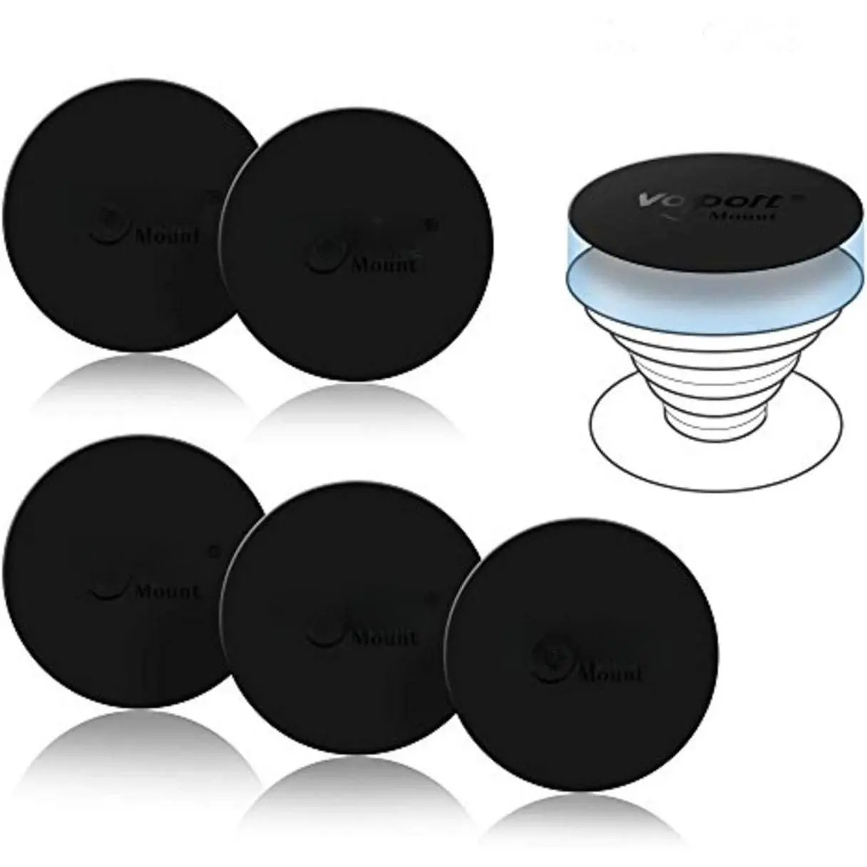 Metallic Synthetic Iron MagicPlate Round Adhesive Disc Stickers Set (6 Count) - Cellphone Protective Pads for Model 1 Mounts, Stick-On Phone Holder Accessories, Christmas Gifts (PopStand Not Included)