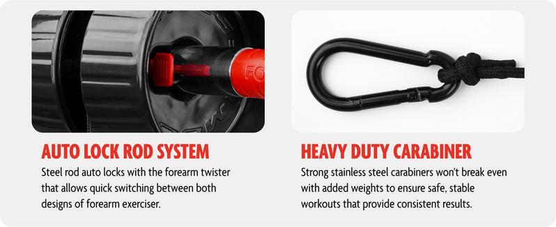 US Seller43 Fitness Forearm Strengthener & Wrist Roller - 2 in 1 Arm Exerciser with Non-Slip Premium Grip, Durable Nylon Rope - Helps with Elbow Tendonitis, Wrist Recovery & Strength Training (Patented)