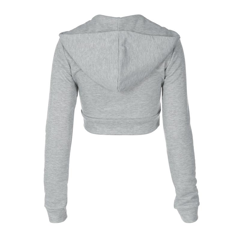 Women's Plain Pocket Zip Up Crop Hoodie, Casual Long Sleeve Hooded Top for Spring & Fall, Ladies Clothes for Daily Wear, Shoulder Hoodies, Casual Sporty Top