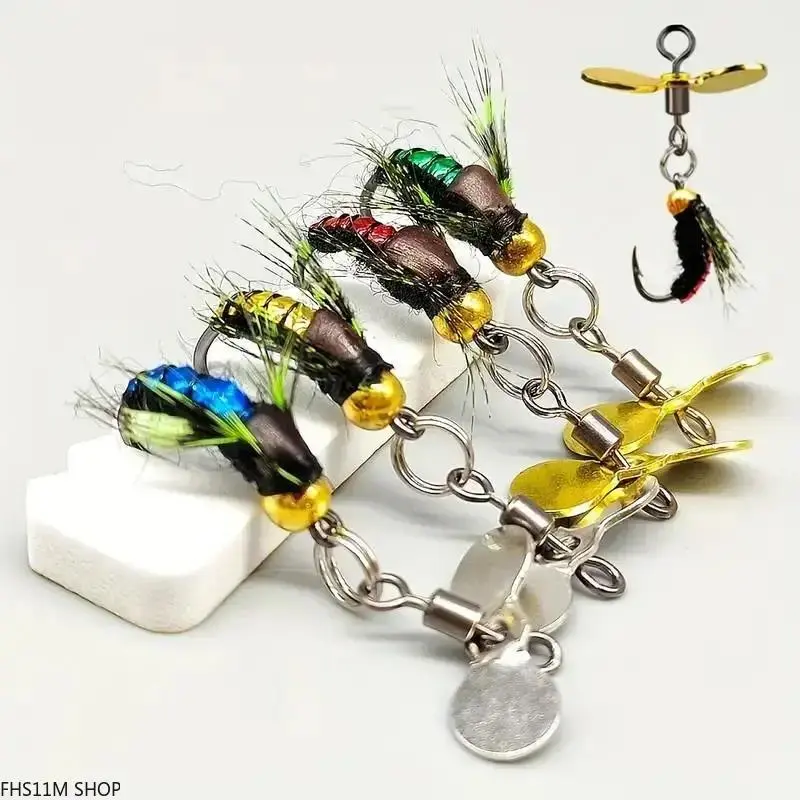 Unisex Lifelike Bee Fly Lure Topwater Spinner Hook 6-Pack, Premium Artificial Tackle with Vibrations for Freshwater Bass Targeting, Summer Angling Essentials